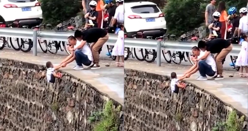Father Dangles His Son Off a Cliff in China to Get the Perfect Photo