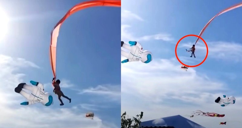 Massive Kite Pulls 3-Year-Old Girl High Into the Air During Kite Festival in Taiwan