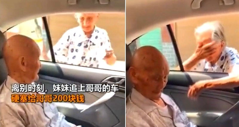 96-Year-Old Woman Gives 101-Year-Old-Brother Luck Money in Tearful Reunion