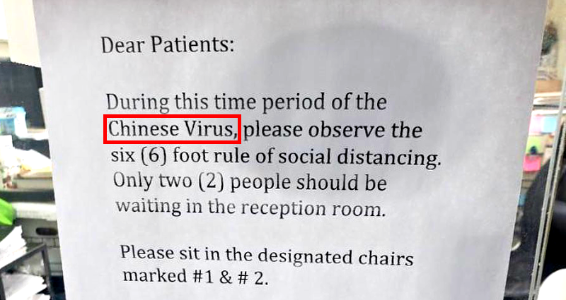 Chiropractor Accused of Blatant Racism Over ‘Chinese Virus’ Sign in NJ