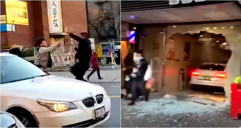 Street Fight Over Parking Spot Ends With Car Crashing Into Just-Opened Asian Bakery in Queens