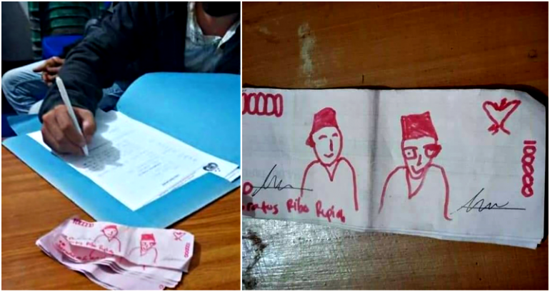 Indonesian Man Gets Scammed With Hand-Drawn Money While Selling Phone