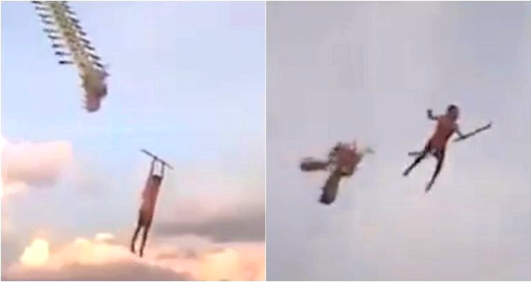 Boy Swept 30 Feet Into the Air By Kite in Indonesia