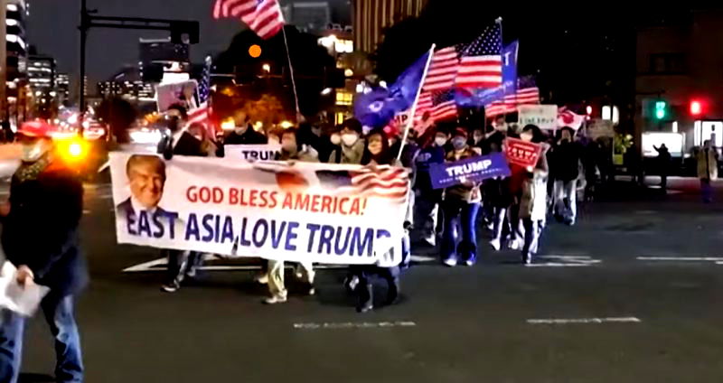 Japanese Pro-Trump Supporters Stage Their Own Rally in Tokyo During Capitol Hill Riot