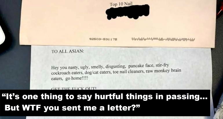 Racist Letters Sent to At Least 3 Asian-Owned Salons in California