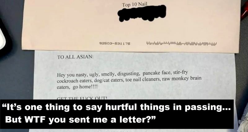 Racist Letters Sent to At Least 3 Asian-Owned Salons in California
