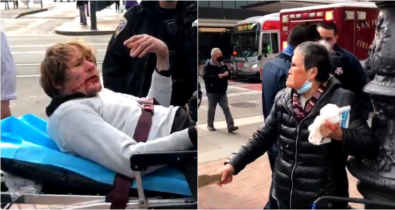 Elderly Asian Woman Fights Back After Man Punches Her in the Face in SF