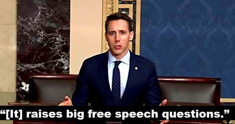 Sen. Josh Hawley Explains Lone Vote Against Hate Crimes Bill