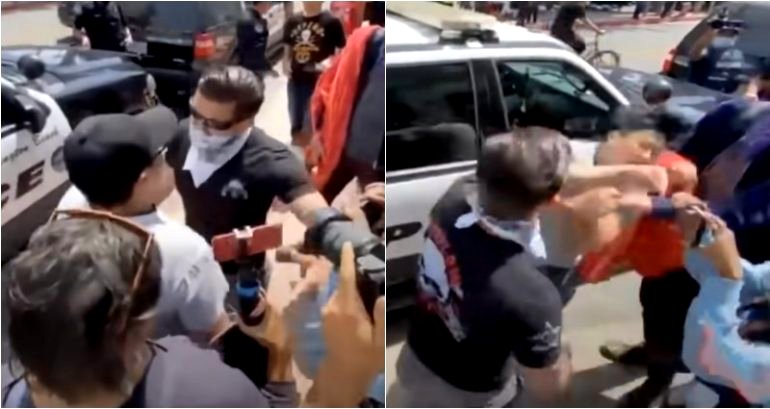 Viral Video Shows Man With Swastika Tattoo Punching Asian Man at White Lives Matter Rally