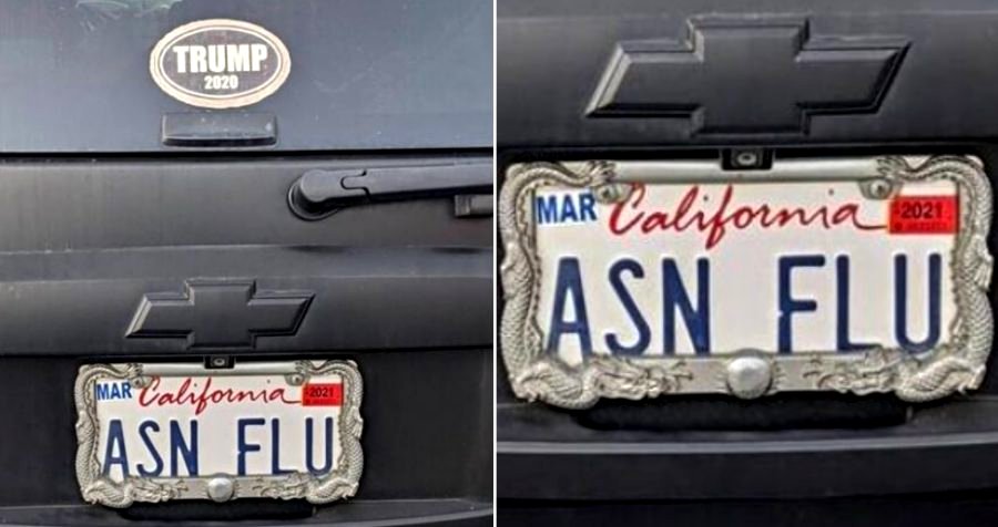 ‘ASN FLU’ License Plate in California Sparks Outrage on Social Media