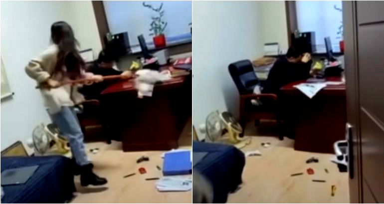 Chinese Woman Goes Viral After Hitting Boss With Mop for Alleged Harassment