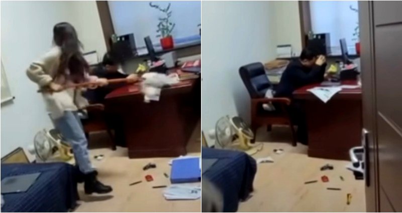 Chinese Woman Goes Viral After Hitting Boss With Mop for Alleged Harassment