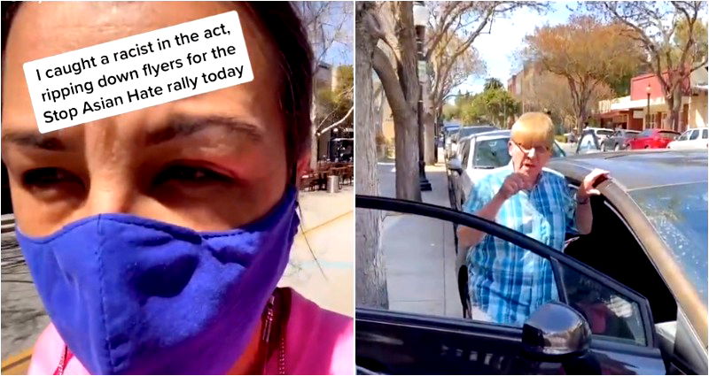 TikTok User Confronts Man Allegedly Tearing Down Anti-Asian Hate Flyers in Mountain View