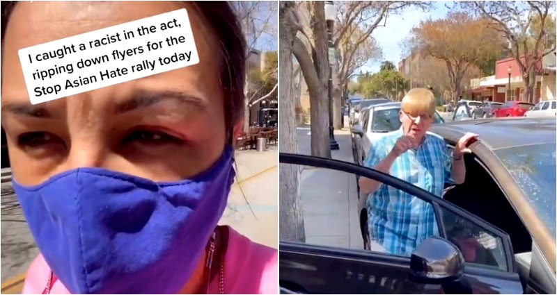 TikTok User Confronts Man Allegedly Tearing Down Anti-Asian Hate Flyers in Mountain View