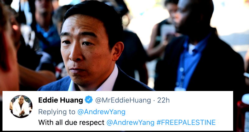 Andrew Yang Receives Backlash After Tweeting in Support of Israel