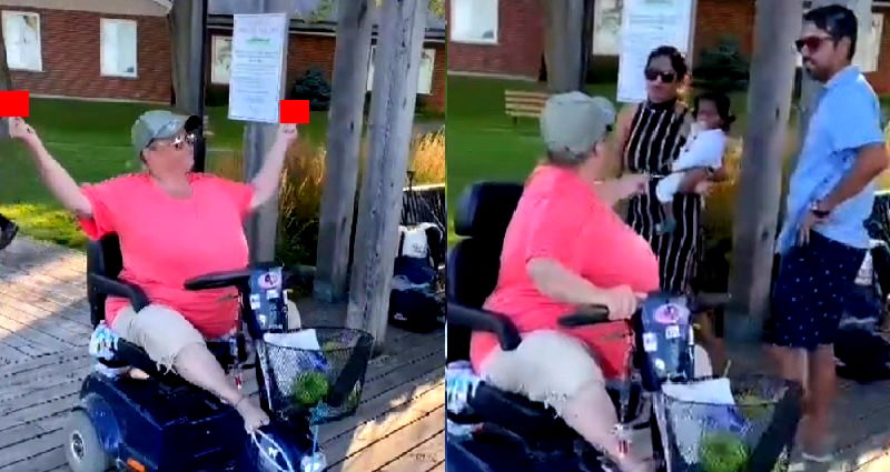 Canadian scooter-riding woman repeatedly racially abuses POC and children, zeroes in on Asian family