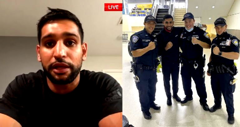 Boxer Amir Khan says he and his friend were removed from flight for being ‘two Asian boys’