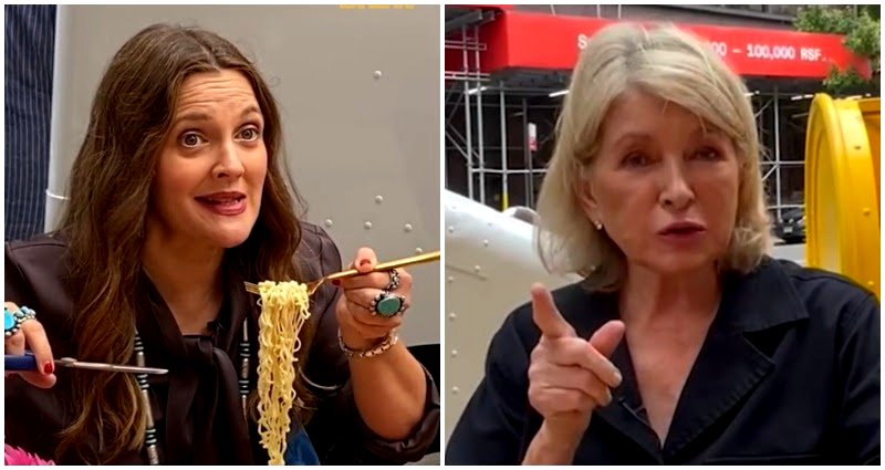 Drew Barrymore and Martha Stewart teach TikTokers how to eat ramen with scissors