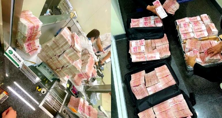 Chinese millionaire withdraws fortune, forces bank to hand count bills because they asked him to wear mask
