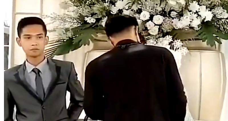 Caught on camera: Husband’s awkward reaction to his wife’s ex embracing her at their wedding