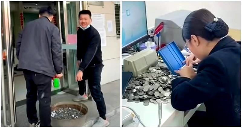 Two banks take seven hours to count 9,999 coins a couple received as a ‘lucky’ wedding gift