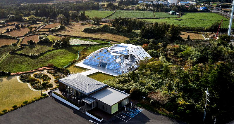 Burberry built a gleaming mountain of mirrors in the middle of South Korea’s Jeju Island