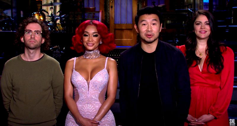 Simu Liu tries to keep the peace between Saweetie and Kyle Mooney in ‘SNL’ promo