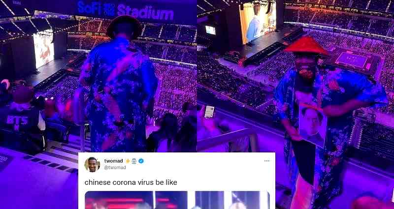Popular streamer wears racist costume to BTS concert, carries photoshopped picture of V as Mao Zedong