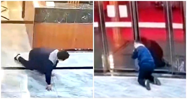 Man crawling out of spa in China to avoid paying captured on video