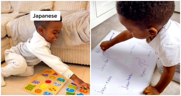 2-year-old child learns how to count in Japanese in less than a day