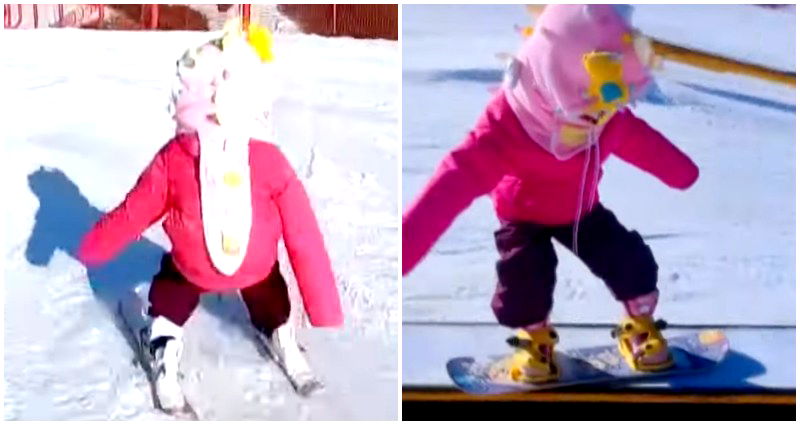 Future Olympian vibes: Adorable 4-year-old Chinese girl snowboards and skis like a pro in viral video