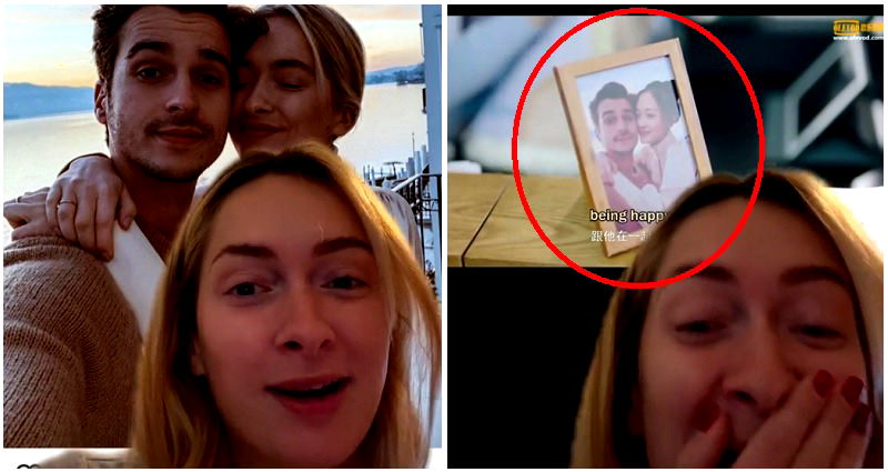 Woman is shocked to see photo of her and her boyfriend on Chinese TV show but with her head edited out