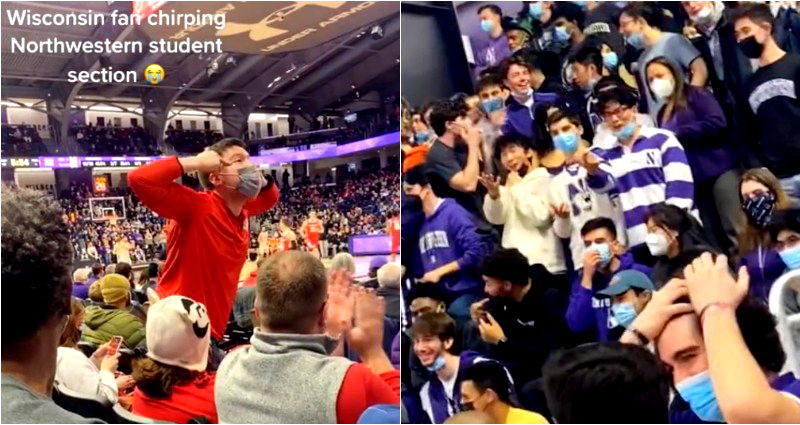 Wisconsin fan booted from basketball game after slant-eye gesture at Northwestern students