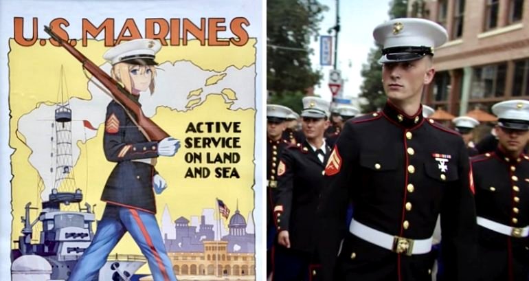 U.S. Marines spotted using a poster featuring an anime character to recruit members