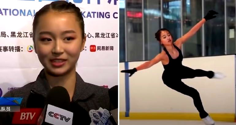 Asian American figure skater Zhu Yi attacked online after falling during her first Team China performance