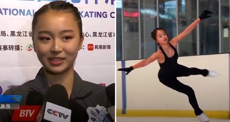 Asian American figure skater Zhu Yi attacked online after falling during her first Team China performance