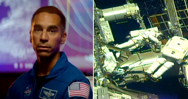 Indian American astronaut Raja Chari conducts his first spacewalk