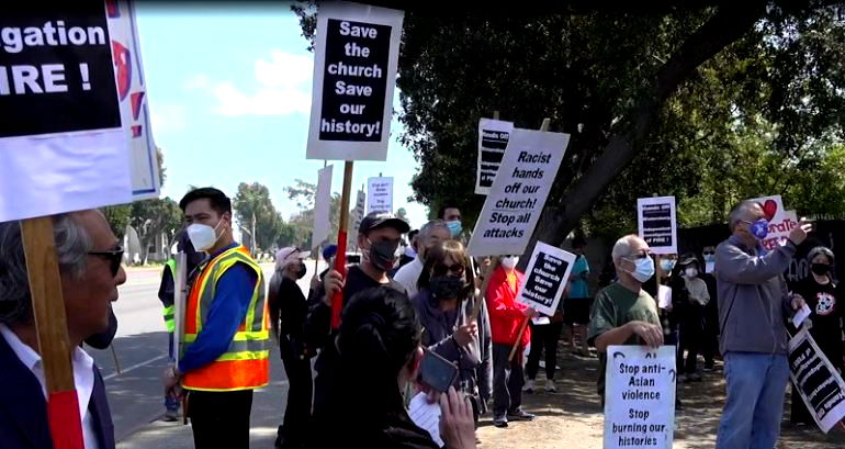 Protesters denounce razing of 1900s Issei settlement at Historic Wintersburg in Huntington Beach