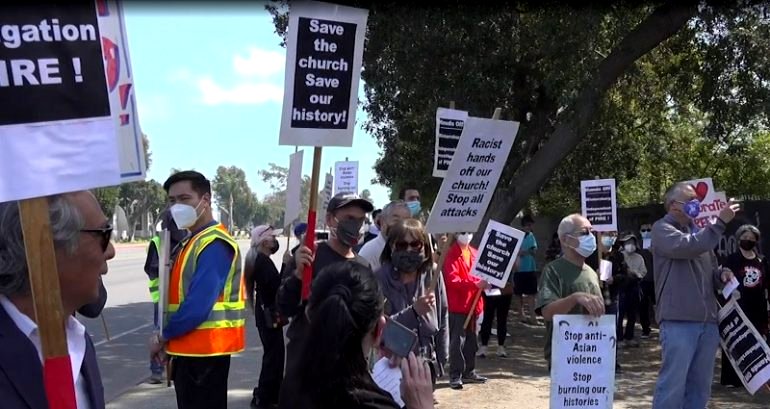 Protesters denounce razing of 1900s Issei settlement at Historic Wintersburg in Huntington Beach