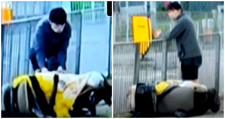 Hong Kong man arrested after passerby sees him moving rolled-up quilt with legs sticking out of it