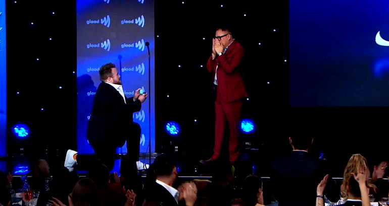 ‘Superstore’ actor Nico Santos surprised with an onstage proposal from his boyfriend at GLAAD Awards