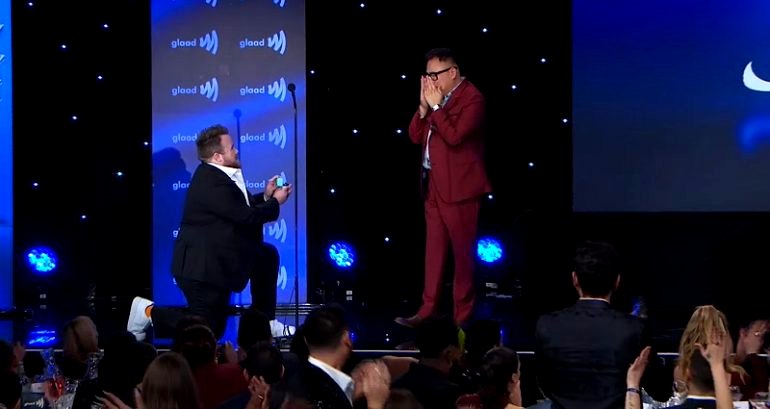 ‘Superstore’ actor Nico Santos surprised with an onstage proposal from his boyfriend at GLAAD Awards