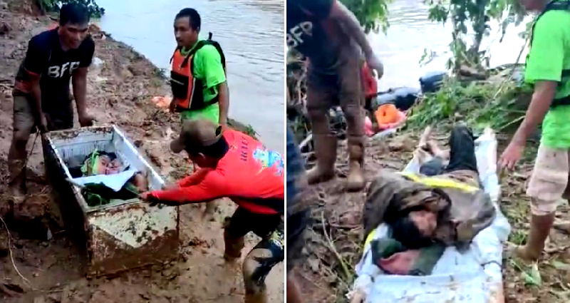 Filipino boy survives deadly landslide by hiding inside a refrigerator