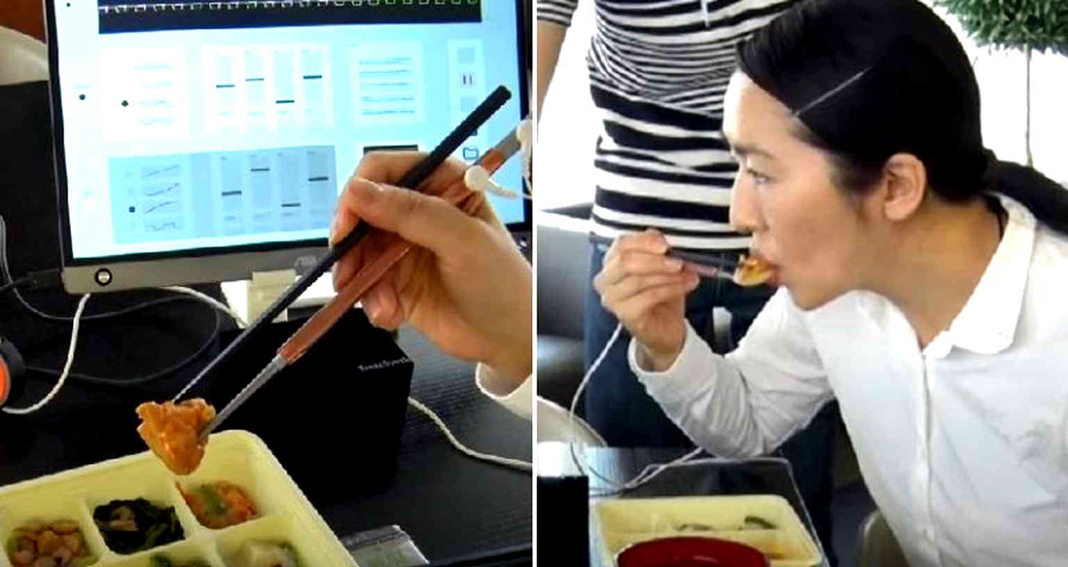 Electric chopsticks from Japan can enhance saltiness and umami flavor in food