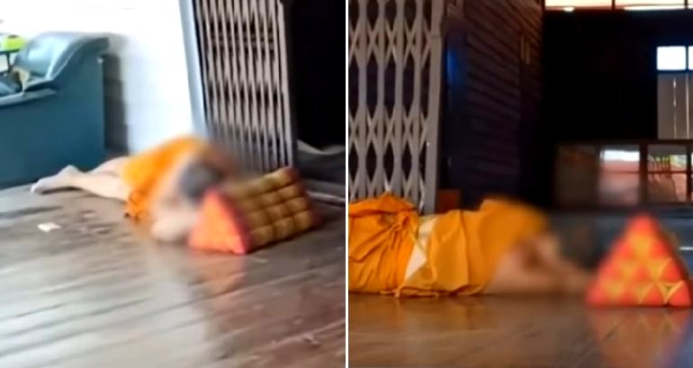 Buddhist monk in Thailand found drunk and passed out while exposed inside temple on Thai New Year