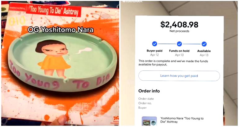 College student buys Yoshitomo Nara ashtray at thrift store for $10, flips it for $2,860 on eBay