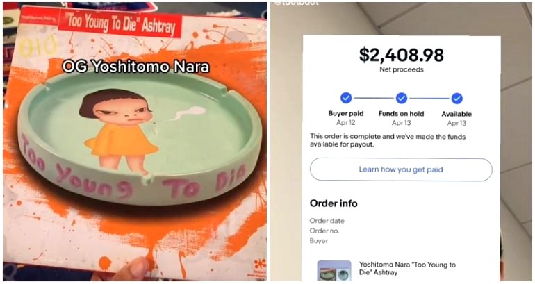 College student buys Yoshitomo Nara ashtray at thrift store for $10, flips it for $2,860 on eBay