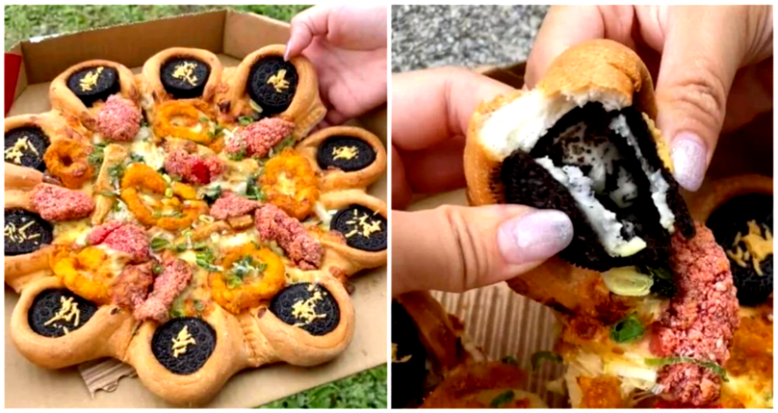 Pizza Hut Taiwan debuts chocolate-crusted pie topped with Oreos, popcorn chicken and calamari