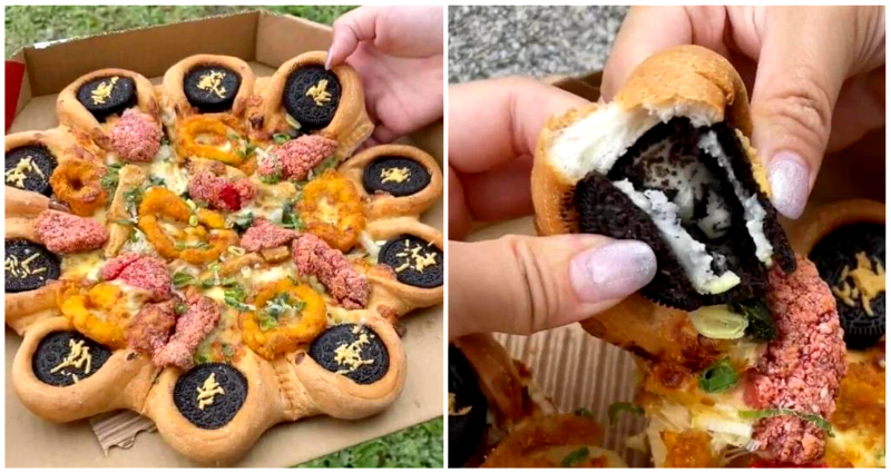 Pizza Hut Taiwan debuts chocolate-crusted pie topped with Oreos, popcorn chicken and calamari
