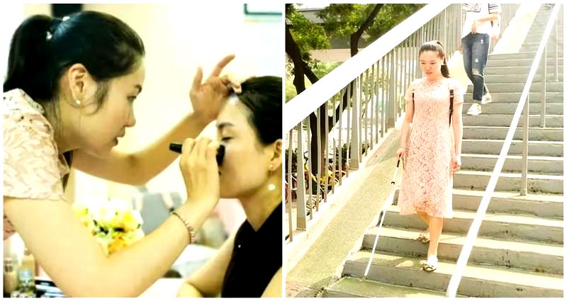 Blind Chinese makeup artist teaches other visually impaired women how to apply makeup